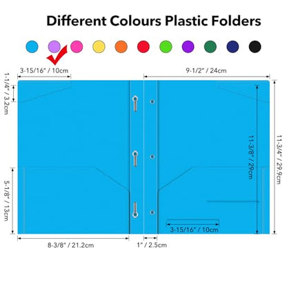 Briartw Heavy Duty Plastic Pocket Folder with Prongs for Letter Size Paper - 6 Pack Light Purple File Folder with Clear Front Pocket - 2 Pockets and 3 Prongs,As Well As 2 Card Slots - Pocket Folders - color: Light Purple