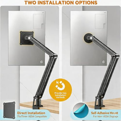 Portable Monitor Holder Mount Arm with Strong Magnetic 360° Rotating Base Bearing Over 5LBS Compatible with 12.9/14.6/15.6/17.3/18.5 inch iPad Pro/Mini/Air/Surface/Samsung - size: Up to 18.4''