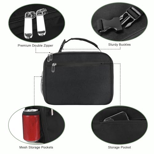 Kids Lunch Box for Boys Girls Lunch Bag Insulated Durable Lunchbox Children Lunch Tote Bag for School Black - color: Black