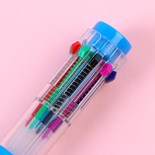 HeTaoCat 3-Pack 10-in-1 Retractable Ballpoint Pen, 0.5mm (Blue) - color: Blue