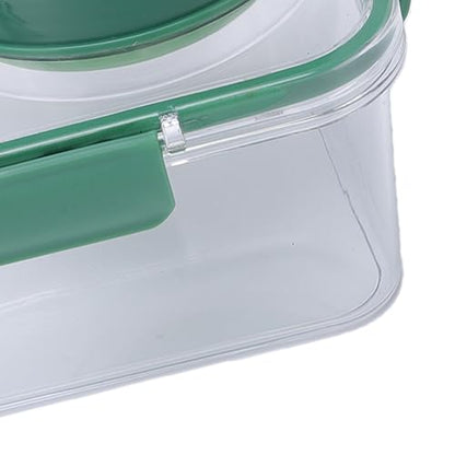 Rectangular Salad Bowl, Salad Container Box with 4 Condiment Containers, Large Capacity Transparent Food Grade Portable for Office Lunch Picnic Travel