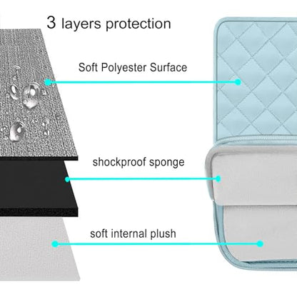 MOSISO Laptop Case 13.3 inch, 13-13.3 inch Laptop Sleeve Compatible with MacBook Air/Pro 13 / Pro 14, HP Dell Acer ASUS Lenovo,Square Quilted Vertical Computer Bag with Pocket&Small Case, Ice Blue - color: Ice Blue, size: 13.3 inch