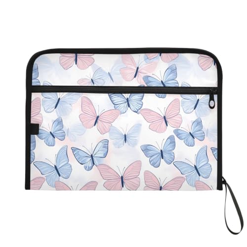 Gredecor 13 Pockets File Folder Organizer A4/Letter Water Resistant Document Bag with Zipper Filing Folder Expanding File Pouch Storage for School Office, Butterflies in Pastel Colors-2 - color: Butterflies in Pastel Colors-2