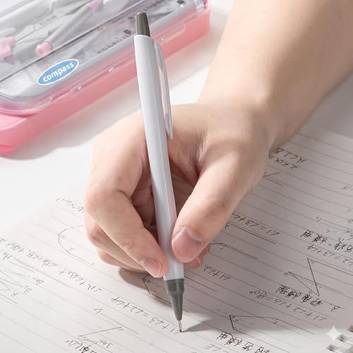 8 Pc Geometry Set with Storage Box - Metal Compass, Ruler and Protractor Kit with Pencil Eraser for Students