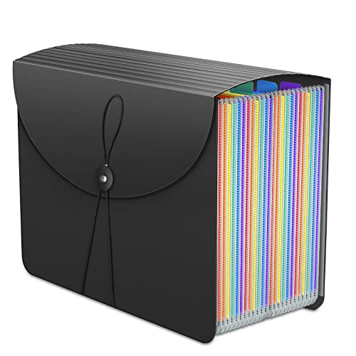 Expanding File Folders Accordion File Organizer,24 Pockets Accordian Document Folder Letter Size,Expandable Filing Boxes,Bill,Receipt Paper and Documents Organizer with Tabs,Light-Duty,for Portable - color: Rainbow
