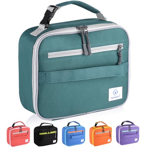 Genteen Kids Insulated Lunch Box for Boys Girls,Back to School,Office | Thermal Meal Tote Kit,Soft Reusable Lunch Bag,Leakproof,Double Zipper,for Work Outdoor,Green - color: C-Green