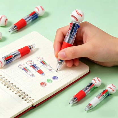 Oneshow 18PCS Baseball Party Favors Pen Mini Multicolor Teacher Reward Pens | Fun Bulk 3D Baseball 4-in-1 Ballpoint Pen for Birthday Gifts, Cute Classroom Prizes, Back to School, Goodie Bag Fillers - style: Baseball-18PCS