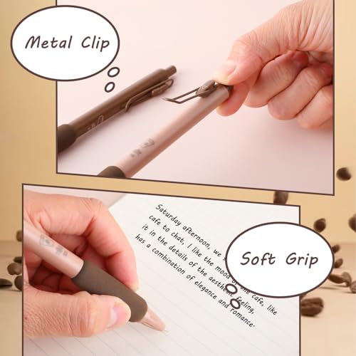 Mabor 4Pcs Coffee Pens, Cute Gel Pens Retractable Quick Dry Ink Pen for Boy Girl 0.5mm Fine Point Black Ink Aesthetic Comfortable Writing Coffee Pen for School Office Supplies