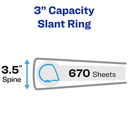 Avery Heavy-Duty View 3 Ring Binder, 3" One Touch Slant Rings, Holds 8.5" x 11" Paper, 4 White Binders (79793)