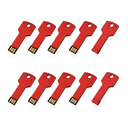 RAOYI 10 Pack 4GB USB Flash Drive USB 2.0 Metal Key Shape Memory Stick Thumb Drive Pen Drive-Red - color: Red, size: 4GB