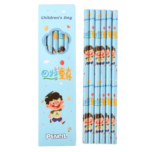 6PCS Wood Pencil Cartoon Pencils Drawing for Class Reward Drawing Sketching School Supplies Ergonomic Hexagonal - color: Little Boy
