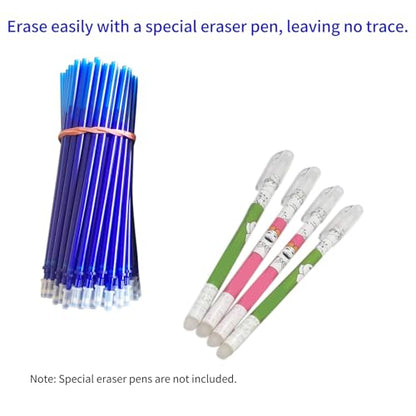 0.5 mm Erasable Gel Pen Refills Liquid Gel Ink Pen Refills Retractable Pens Refills Study Office Family (100pcs Blue)