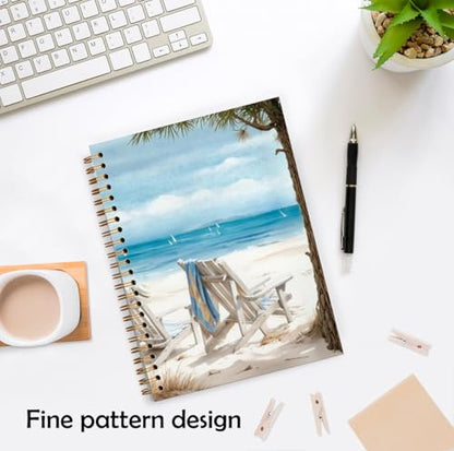 Coastal Beach Notebook, Tropical Beachy Journal, Blue Ocean Aesthetic Journal, Gifts for Beach Lovers, Nautical Ocean Hardcover Spiral Notebooks, 5.5x8.3 Inch - color: Color_3