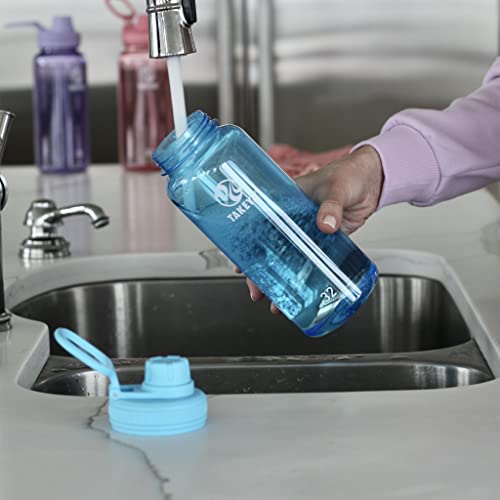 Takeya Tritan Sport Water Bottle with Spout Lid - BPA-Free & Dishwasher-Safe Water Bottle - Reusable Bottle with Lid Handle - Simple Leak-Proof Water Bottle - 32 oz, Breezy Blue - color: Breezy Blue, size: 32 Ounces