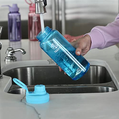 Takeya Tritan Sport Water Bottle with Spout Lid - BPA-Free & Dishwasher-Safe Water Bottle - Reusable Bottle with Lid Handle - Simple Leak-Proof Water Bottle - 32 oz, Breezy Blue - color: Breezy Blue, size: 32 Ounces