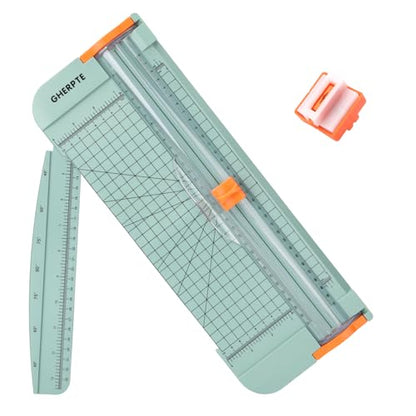 A4 Paper Cutter -12 Inch Paper Trimmer with 2pcs Replacement Blades with Safeguard Side Rulerfor Cut Gift Card,Coupon,Label, Cardstock,Photo - color: Green