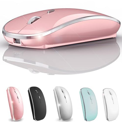 Wireless Bluetooth Mouse for iPad pro iPad Air Mac MacBook Pro MacBook Air Laptop iMac Chromebook Win8/10/11 HP DELL PC (Pink) - color: ROSE GOLD PINK