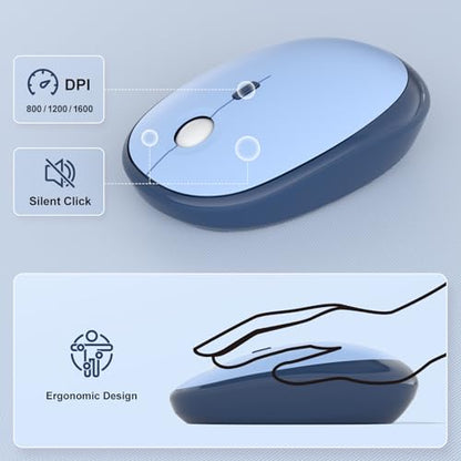 MOFII Wireless Keyboard and Mouse Combo, Full Size 2.4G Retro Round Computer Keyboard and Mouse Set, Plug and Play, for Windows, Computer, Desktop, PC, Notebook - (Sea Blue Gradient) - color: Lovely Sea Blue Gradient