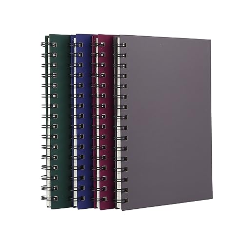 Spiral Notebook Journal,4 Pack A5 Hardcover Spiral Notebooks,5.7" x 8.5",160 Pages,100gsm Paper,College Ruled Journals for Study and Notes (Red, Green,Blue,Grey)