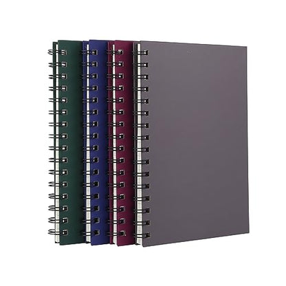 Spiral Notebook Journal,4 Pack A5 Hardcover Spiral Notebooks,5.7" x 8.5",160 Pages,100gsm Paper,College Ruled Journals for Study and Notes (Red, Green,Blue,Grey)