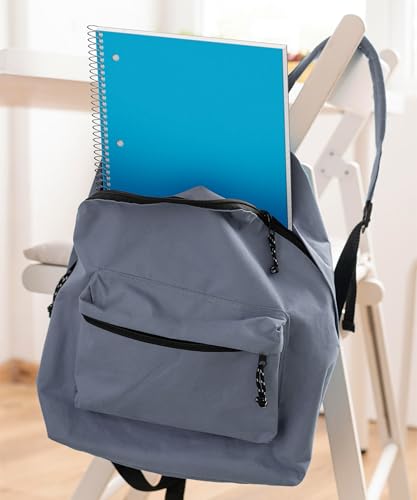 Dunwell 1-Subject Notebook College Ruled, (Blue) 100 Sheets (200 Pages), Perforated Paper, 3 Hole Punched, Spiral Notebook 8.5 x 11, Protective Plastic Cover, Divider with Pockets - color: Blue, style: 1 Subject