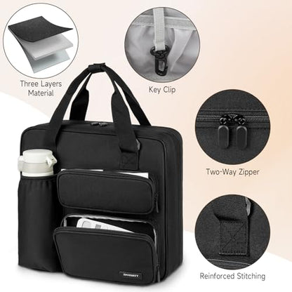 Zipper Binder 3 Ring, 700 Sheets Capacity, Binder 3 Inch with Shoulder Strap Fits 13 Inch Laptop for School and Office,Black - color: Black