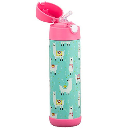 Snug Insulated Kids Water Bottle with Straw & Spout – Double-Wall Stainless Steel, Leakproof, Easy-Flip Lid – For School, Travel, Toddlers & Big Kids - Llamas, 17oz - color: Llamas, size: 16.9 Ounces
