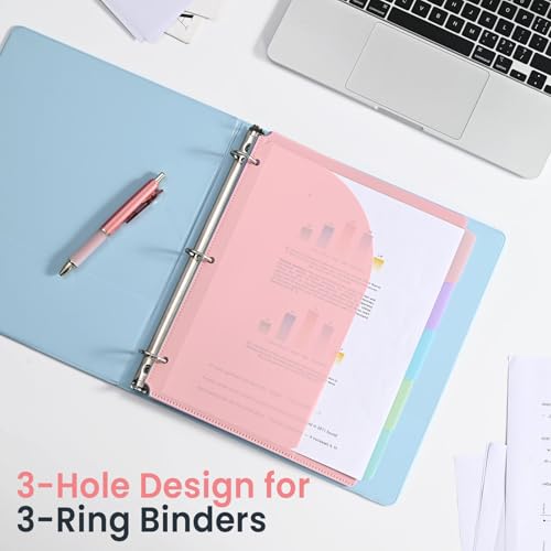 5 Tabs Dividers with Pockets for 3 Ring Binder, 5 Counts Binder Dividers Index for US Letter Size, Binder Dividers with Tabs for School Office Organization(XY026) (1)