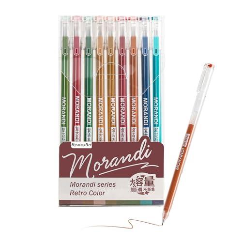9 Colored Gel Pens Set, 0.6mm Fine Point for Black Paper & White Paper, Pens for Journaling, Adult Coloring Books, Bible, Drawing, Note Taking, Art & Journaling Supplies(Morandi-Retro Color) - color: Morandi-Retro Color