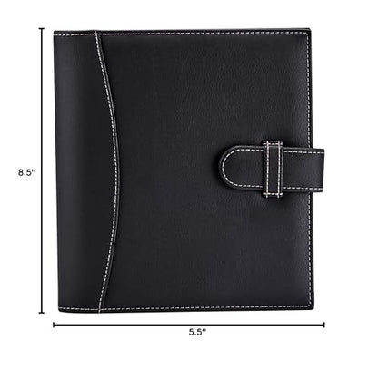 It's Academic Mini Executive Leather Portfolio Folder, 1" Ring Binder and 250-Sheet Capacity, Note Pads, and 5.5"" x 8.5" Documents, 2 Pen Loops, Black Faux Leather (98294) - color: Black, style: 8.5" x 9"