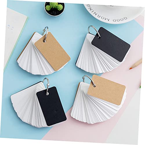 DOITOOL 4pcs Blank Flashcards Notepad with Binder Rings Simple Style Memo Cards for Students Portable Memory Cards for Note Taking and Learning Black Kraft Paper - size: 7.00X4.00X3.00CM