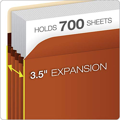 Pendaflex Expanding Accordion File Pockets, Extra Durable, Expands 3.5", Letter Size, Reinforced with Dupont Tyvek Material, 10/Box (15421), Brown