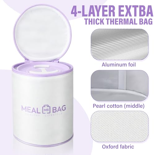Dandat 2 Pcs Portable Insulated Lunch Containers Thermal Bento Box with Bag Fork Knife Stainless Steel Lunch Box 15.2 oz 21 oz Separate Stackable Food Jar for Adult Men Women(Purple) - color: Purple