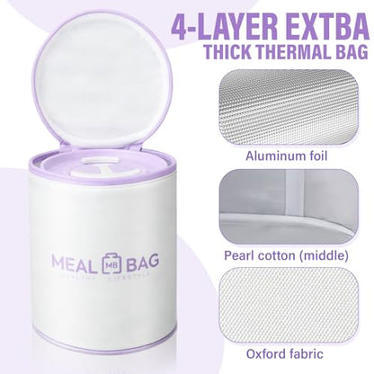Dandat 2 Pcs Portable Insulated Lunch Containers Thermal Bento Box with Bag Fork Knife Stainless Steel Lunch Box 15.2 oz 21 oz Separate Stackable Food Jar for Adult Men Women(Purple) - color: Purple