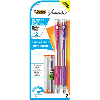 BIC Velocity Original Mechanical Pencil, Medium Point (0.7mm), Smooth Dark Writing, 2-Count (Pack of 2) - size: 2 Count (Pack of 2)