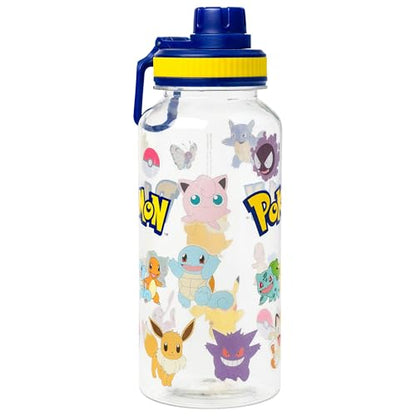 Silver Buffalo Pokémon Pikachu Jigglypuff, Plastic Water Bottle, 32oz | Bulbasaur, Charmander, Squirtle, Eevee, Meowth, Wartortle Twist Spout, Sticker Set, You Stick Yourself, Snorlax, Charizard - color: Pokemon Indigo League