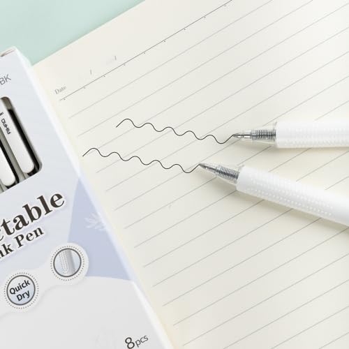 AIHAO Retractable Gel Ink Pens, 8 Pack Black Ink 0.7mm Medium Point, Silent Click, Quick-Dry Smooth Writing Pens with Comfortable Grip for School, Office & Journaling - color: Black