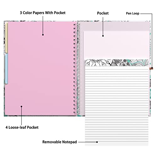 Rimilak Spiral Clipboard Folio with Refillable Lined Notepad, 14.5 x 9.8 In, Hardcover Cover with 5 Interior Pockets, Elastic Band and Pen Loop Series. Cute Stylish Clipfolio, Mandala Flower - color: Mandala Flower