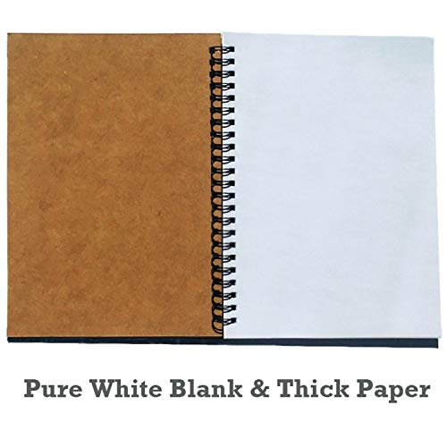 Twinkle Spiral Journal, 3Pack Spiral Notebooks, Thick Blank Paper 120 Pages Sketchbook, Notepad&Daily Planners (Khaki) - color: Khaki