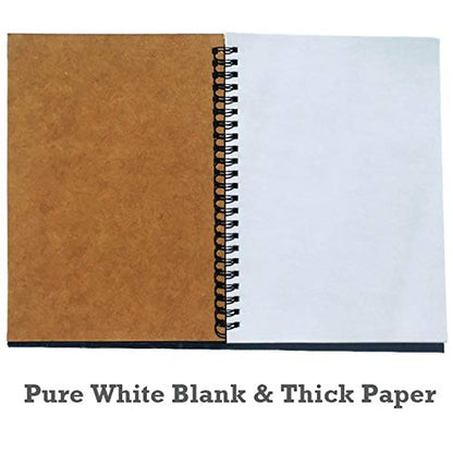 Twinkle Spiral Journal, 3Pack Spiral Notebooks, Thick Blank Paper 120 Pages Sketchbook, Notepad&Daily Planners (Khaki) - color: Khaki