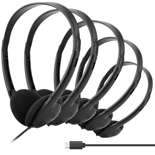 USB Type C Headphones Bulk for Kids Classroom School 10 Pack,Wired | On-Ear USB C Headphones for School Student Children Compatible with Chromebooks Pad Smartphones Tablet Travel Testing Black - color: Black, size: 10 Pack