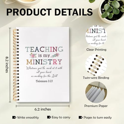 Bible Teacher Spiral Notebook Journal, Christian Teachers Gifts Journal for Notes Planning, Colossians 3:23 Bible Study for Notes Planning, Teacher Gifts for Women, 5.5 X 8.3 Inch - color: Christian