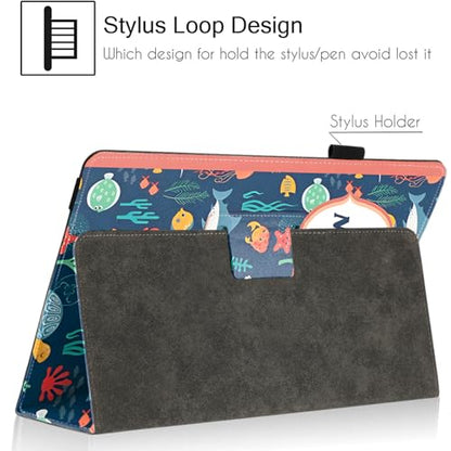 Universal 10 10.1 Inch Android Tablet Case,Slim Folding Stand Cover for All 9"-10.5" Touchscreen Tablet Case with Stylus Pen Holder,Sea Floor - color: Sea Floor