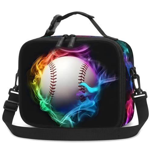 Baseball Boys Lunch Bag - Kids Lunch Box for Boys & Girls,Insulated Video Game Lunchbox with Adjustable Shoulder Strap & Name Tag,Reusable Portable Lunchbox for School Picnic Hiking - color: Baseball