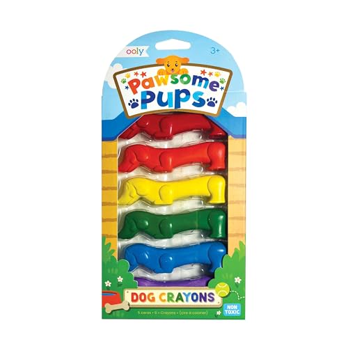 OOLY Pawsome Pups Dog Shaped Crayons for Kids - Set of 6 Dachshund Animal Crayons, 6 Colors, Non-Toxic, Ages 3+ - style: Pawsome Pups