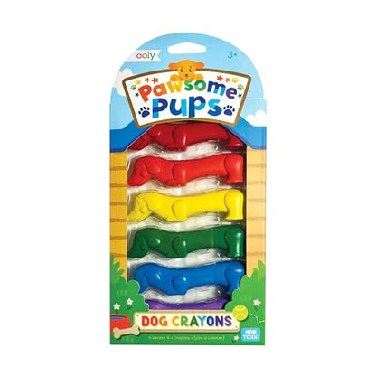 OOLY Pawsome Pups Dog Shaped Crayons for Kids - Set of 6 Dachshund Animal Crayons, 6 Colors, Non-Toxic, Ages 3+ - style: Pawsome Pups
