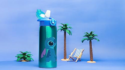 Zak Designs Disney Lilo and Stitch Water Bottle for Travel and At Home, 19 oz Vacuum Insulated Stainless Steel with Locking Spout Cover, Built-In Carrying Loop, Leak-Proof Design (Stitch) - color: Lilo And Stitch
