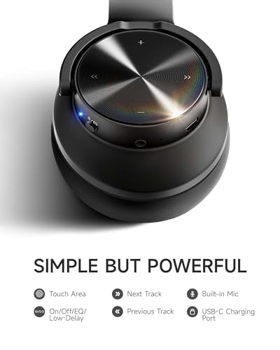Picun B8 Bluetooth Headphones, 120H Playtime Headphone Wireless Bluetooth with 3 EQ Modes, Low Latency, Hands-Free Calls, Over Ear Headphones for Travel Home Office Cellphone PC Black - color: Black
