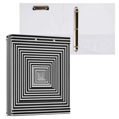 3D Black and White Optical Illusion Binder 1.5 Inch Binder with Clipboard&Pockets, Hardcover Binders 3 Ring, Heavy Duty Large File Folder for Office School Supplies - Holds 200 Sheets - color: 3d Optical Illusion, size: 1 Pack-12.4x10.63in