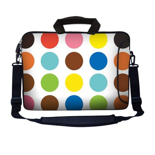 LSS 13.3 inch Laptop Sleeve Bag Notebook with Extra Side Pocket, Soft Carrying Handle & Removable Shoulder Strap for 12" 12.1" 13" 13.3" Apple MacBook Air, GW, Acer, Aspire Asus, Dell, HP, Sony, Toshiba, Samsung - Polka Dots - color: Polka Dots, size: 13